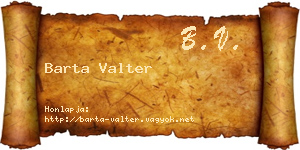 Barta Valter névjegykártya